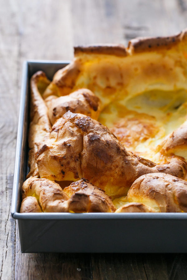 Classic German Pancakes with Maple Syrup and Powdered Sugar