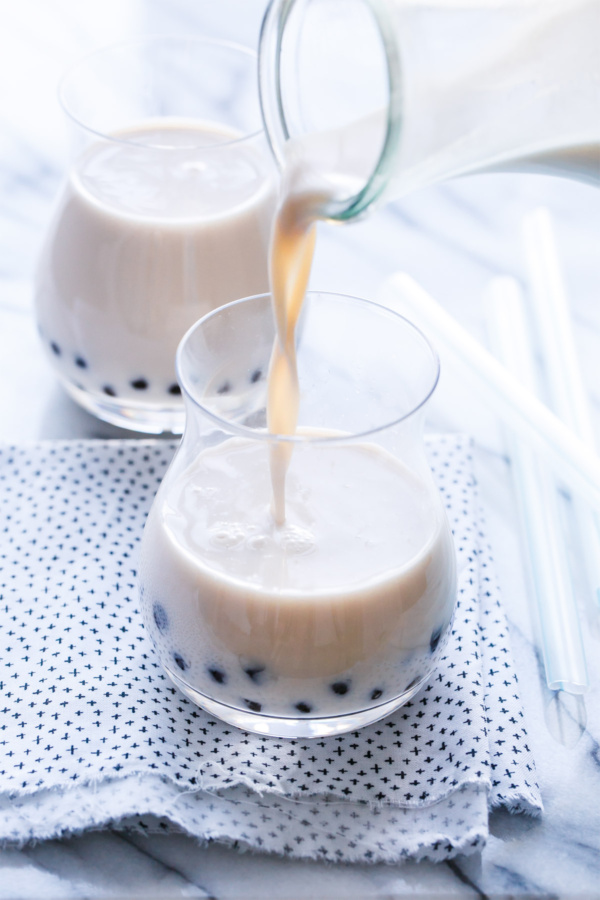 Horchata Boba with homemade almond & rice horchata and tapioca pearls