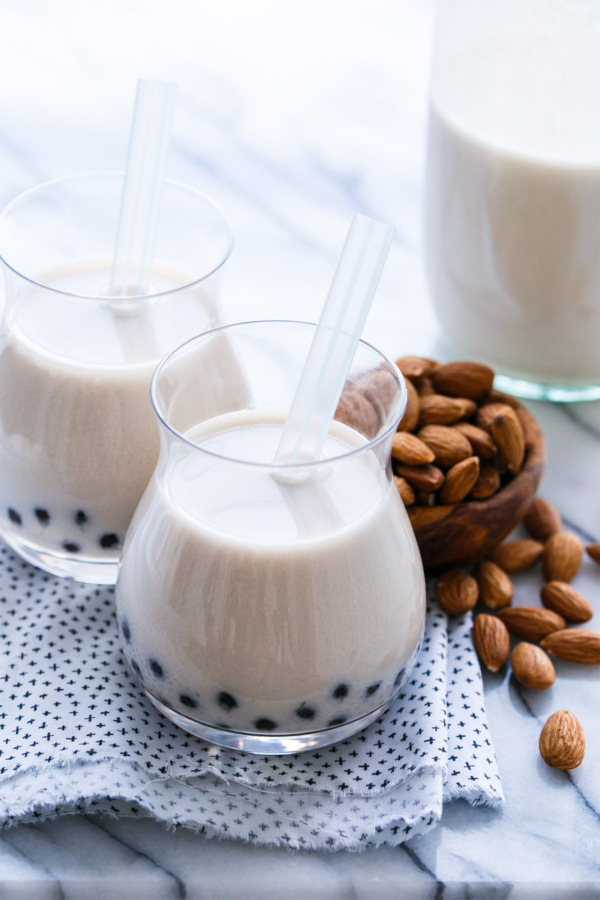 Horchata Boba with homemade almond & rice horchata and tapioca pearls