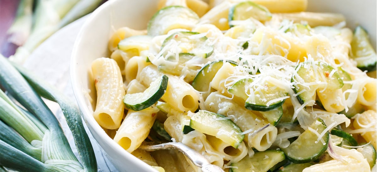 Spring Onion and Zucchini Rigatoni