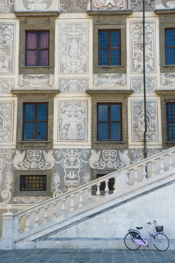 Carnival Vista Mediterranean Cruise: Purple Bicycle in the town of Pisa, Italy