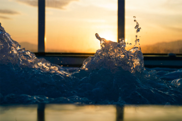 Sunset through the hot tub aboard the Carnival Vista