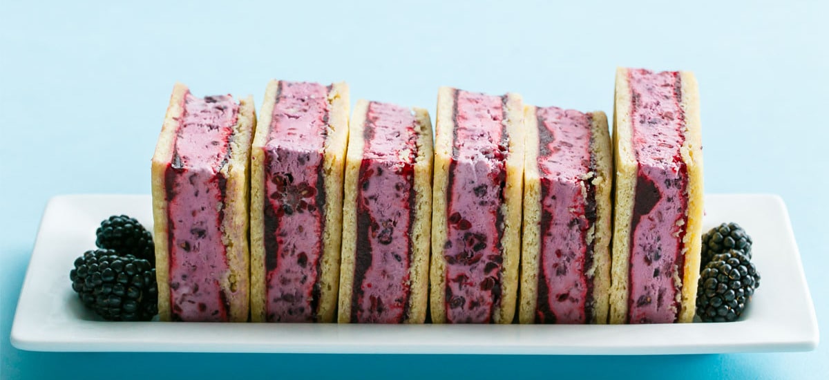 Blackberry Buttermilk Ice Cream Sandwiches