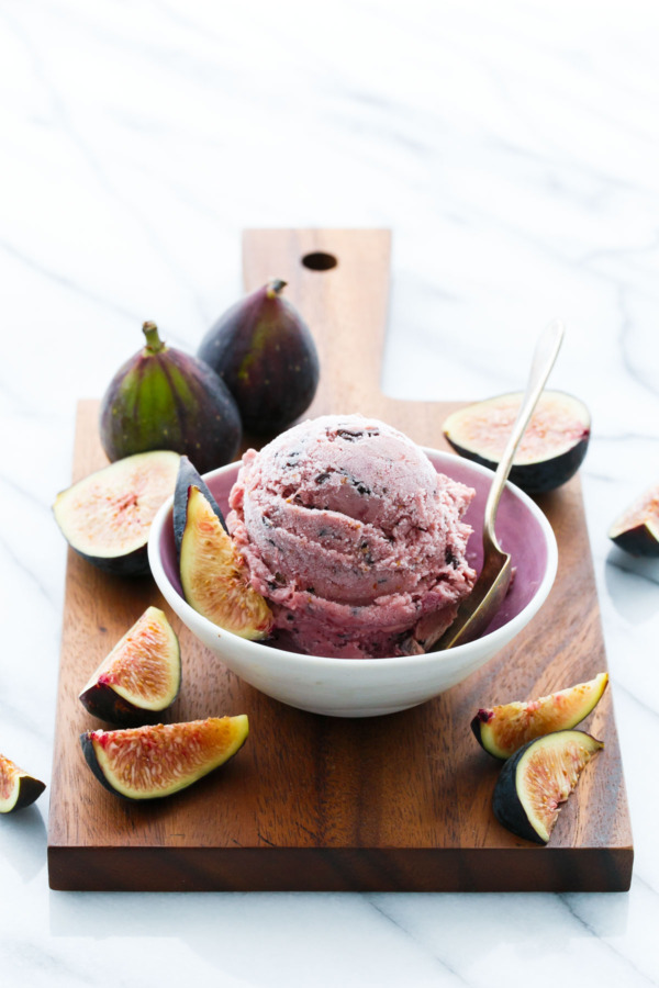 Fresh Fig Ice Cream with Chocolate Shards