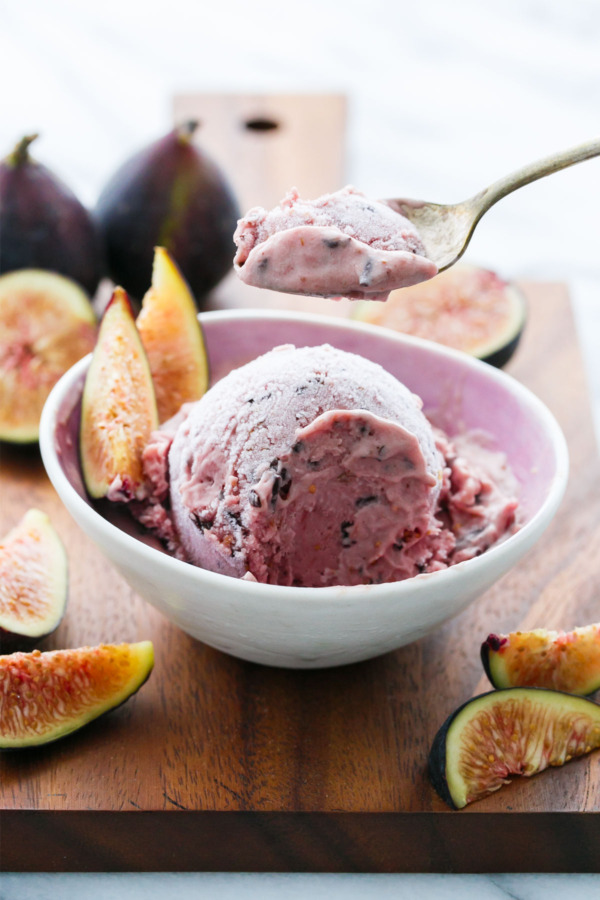 Fresh Fig Ice Cream with Chocolate Flecks