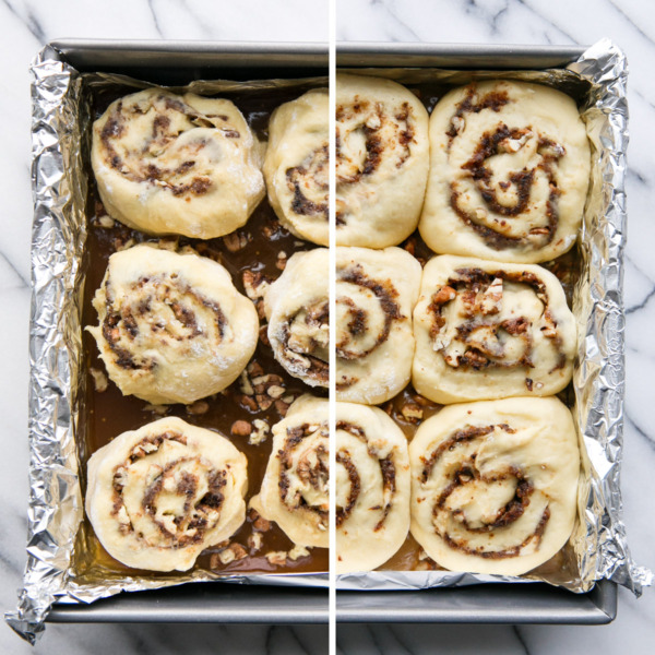 Making Sticky Buns: Before/After Rising