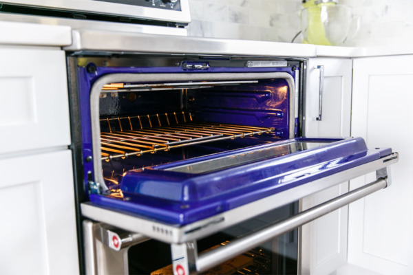 Townhouse Kitchen Remodel: I love the blue interior of the KitchenAid electric double oven.