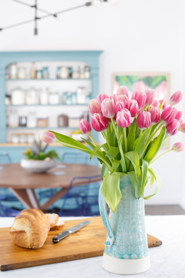 Townhouse Kitchen Remodel: Fresh tulips to brighten up the space.