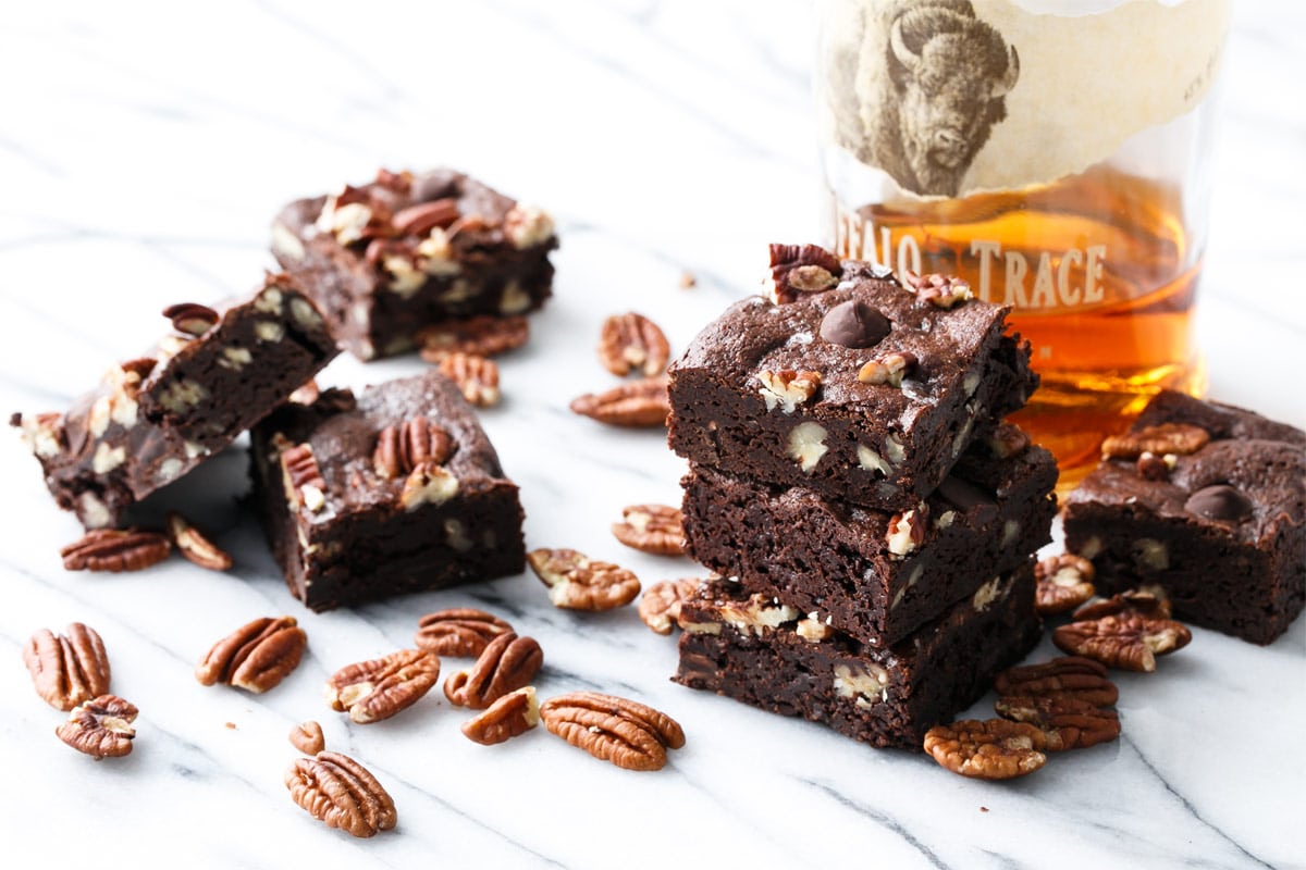 Bourbon Pecan Fudge Brownies