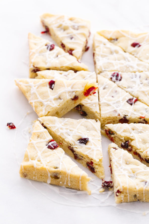 Glazed Cranberry Orange Almond Shortbread Bars