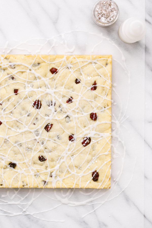 Holiday Cookie Recipe: Cranberry Almond Shortbread Bars with Almond Glaze