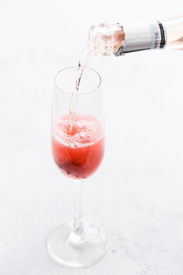 Grapefruit Hibiscus Royale Cocktail using Sparkling Rosé Wine