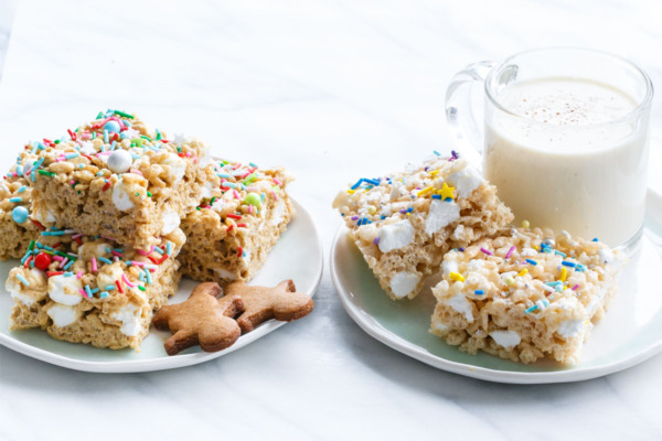 Christmas Gingerbread & Eggnog Rice Krispies Treats