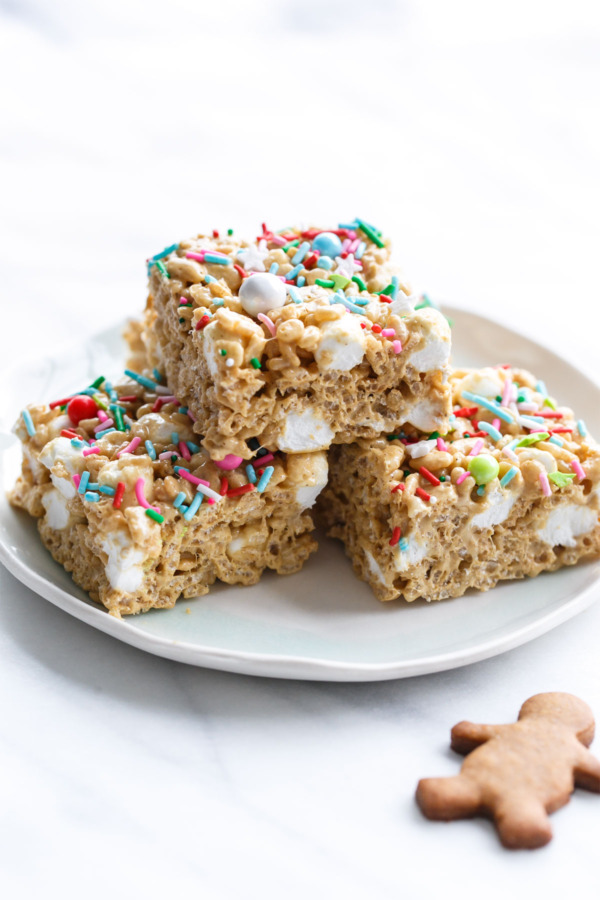 Holiday Gingerbread Rice Krispie Treats