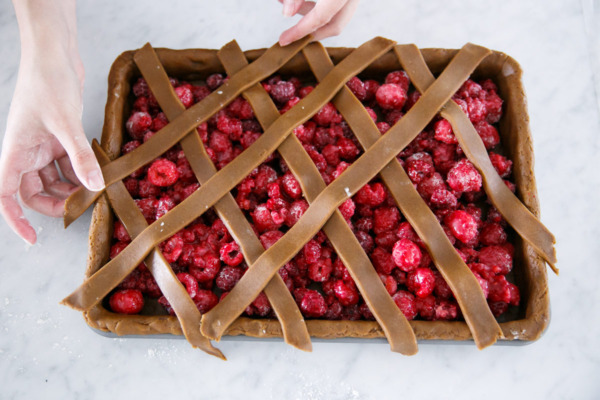 Raspberry Gingerbread Slab Pie