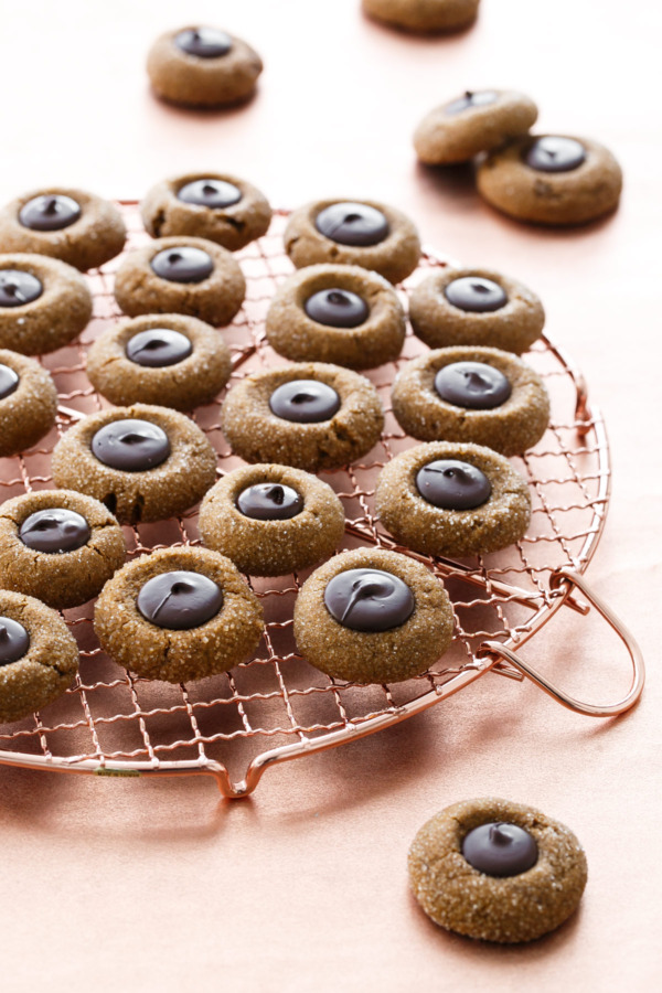 Gingerbread Chocolate Thumbprint Cookies