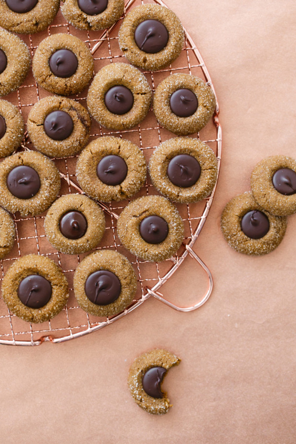 Gingerbread Chocolate Thumbprint Cookies