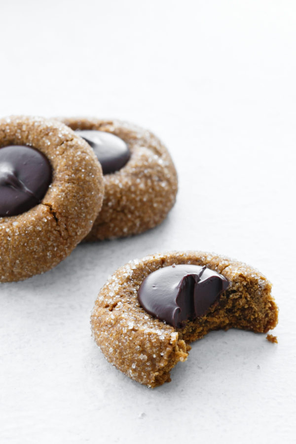 Gingerbread Chocolate Thumbprint Cookies