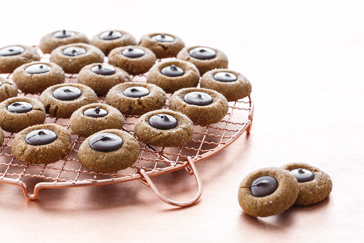 Gingerbread Chocolate Thumbprint Cookies