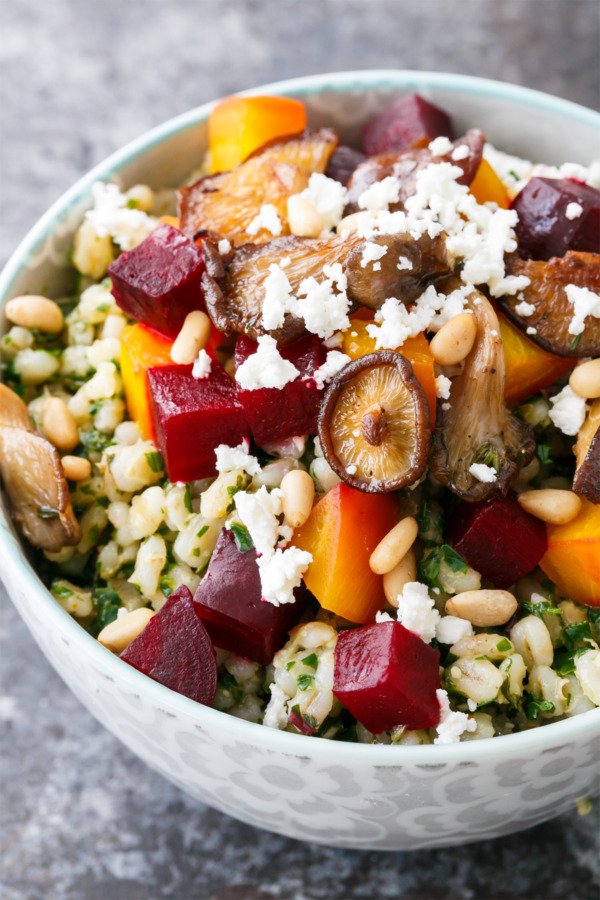 Beet & Barley Bowls with Beet Green Pesto