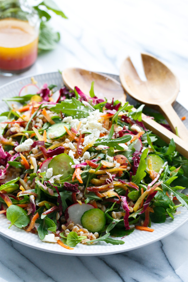 Rainbow Farro Salad with Blood Orange Vinaigrette