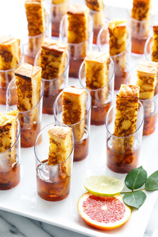 French Toast Sticks in Maple Syrup Shot glasses