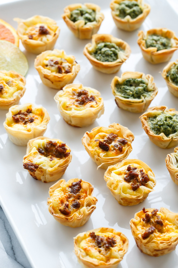 Pesto & Chorizo Mini Quiche Bites with Crispy Phyllo Crust