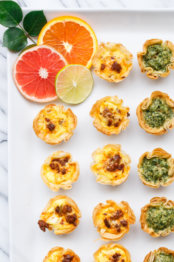 Pesto & Chorizo Mini Quiche Bites with Phyllo Crust