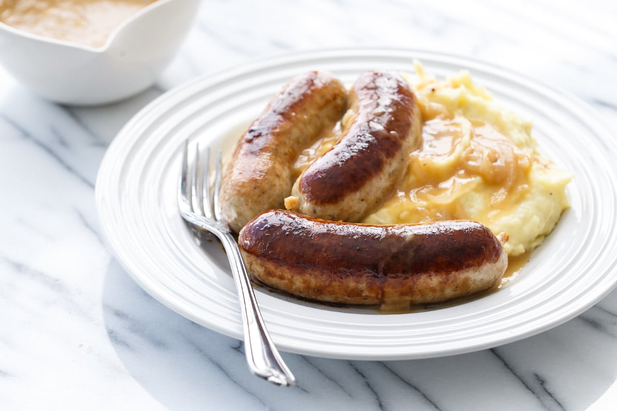 Homemade Chicken Bangers & Mash