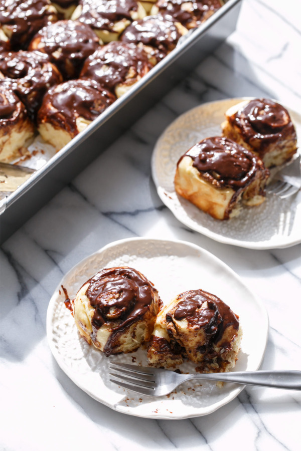 Mini Chocolate Peanut Butter Cinnamon Rolls Recipe with Chocolate Glaze