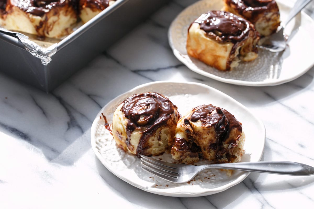 Mini Chocolate Peanut Butter Cinnamon Rolls