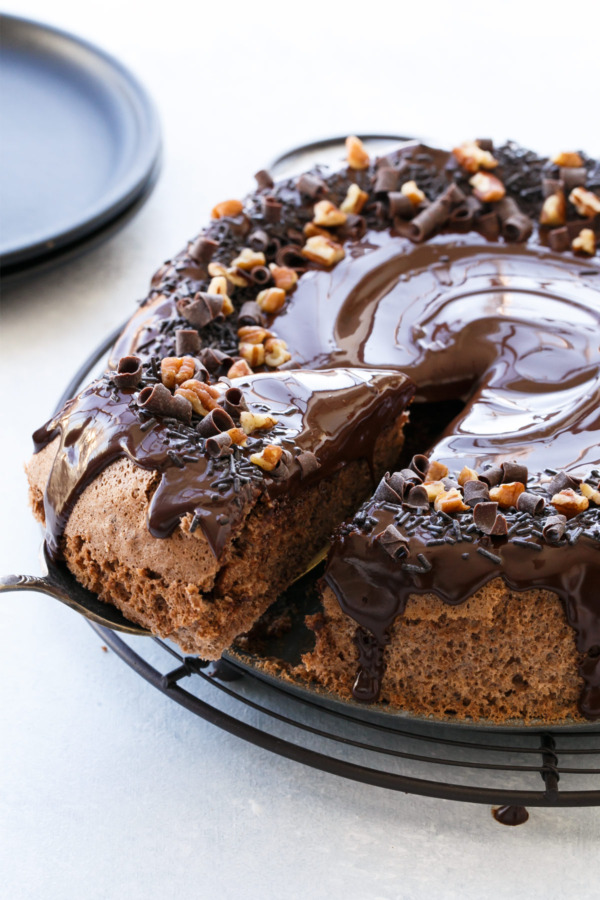 Light & Airy Cocoa Pecan Torte is part cake, part souffle, wholly delicious.