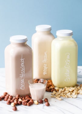 Homemade Nut Milks with just about any kind of nut, plus fun flavor variations!