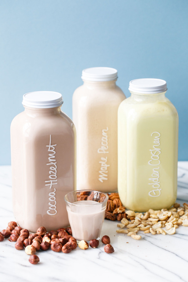 Homemade Nut Milks with just about any kind of nut, plus fun flavor variations!