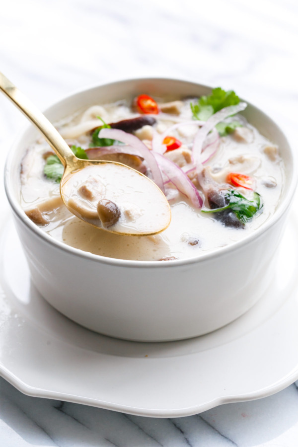 This Slow Cooker Tom Kha Gai Recipe is just as good as your favorite Thai restaurant!