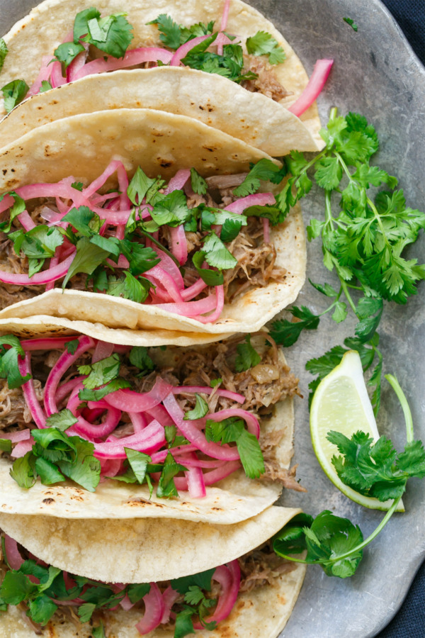 Slow-Cooker Pineapple Pork Tacos with Quick Pickled Onions