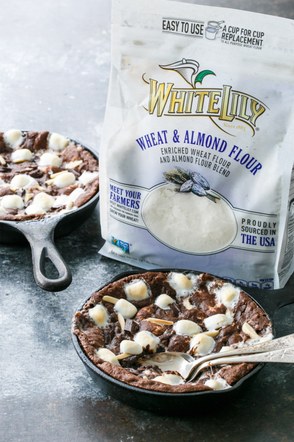 Molten Rocky Road Skillet Cookies made with White Lily® Premium Almond Flour Blend