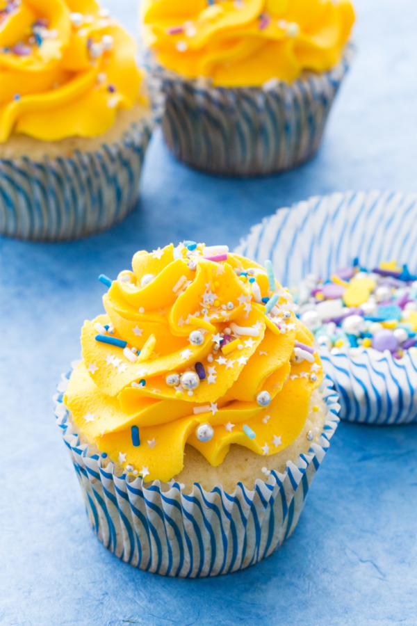 My favorite Banana Cupcakes get a light and sweet Banana Mousse Filling