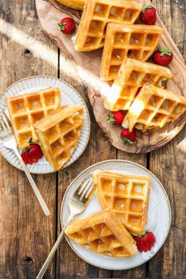 Yeast Raised Belgian Donut Waffles with Vanilla Bean Glaze