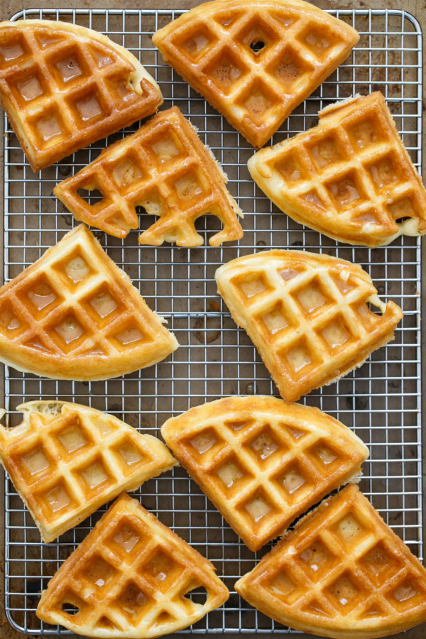 Light & Fluffy Yeast-Raised Belgian Waffles with Vanilla Glaze