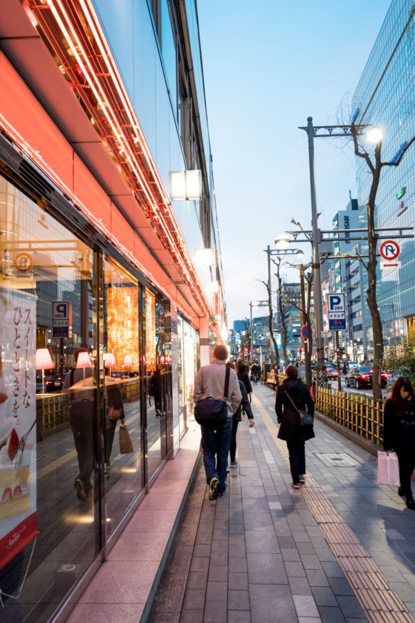 Ginza at sunset, Tokyo, Japan