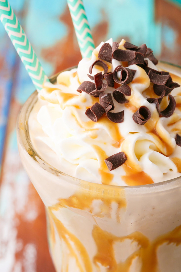 These Easy Cold Brew Caramel Coffee Milkshakes are ready in under 5 minutes!