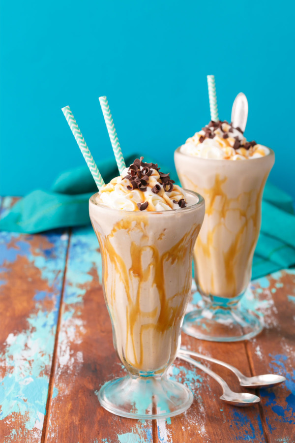 Easy Cold Brew Caramel Coffee Milkshakes