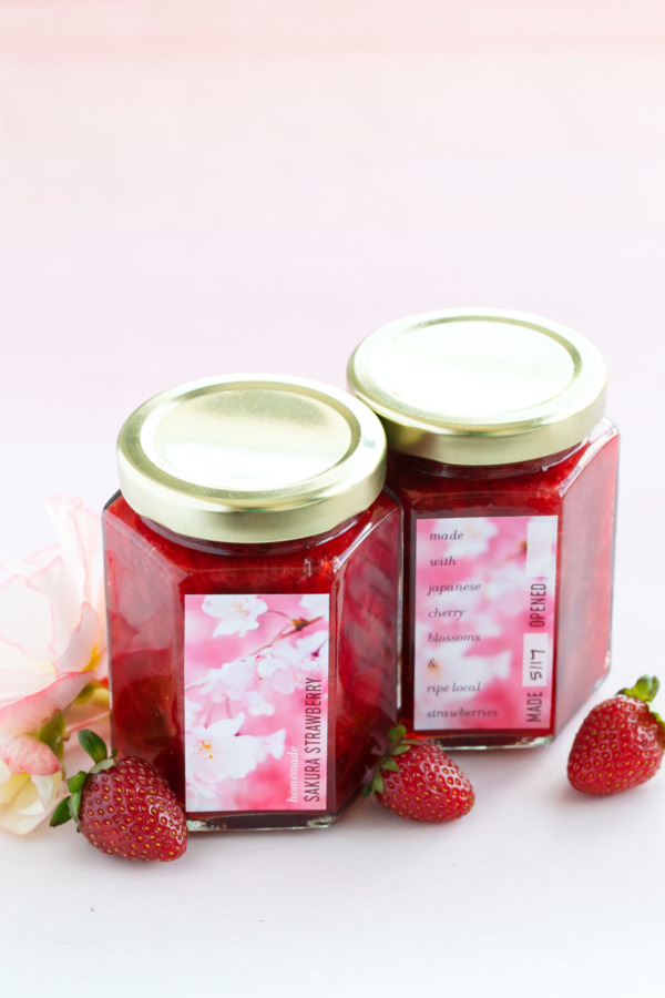 Sakura Strawberry Jam Recipe and FREE Printable Jar Labels