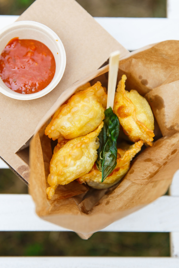 Fried Cheese Ravioli with Tomato Sauce