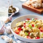 Looking for a quick & easy weeknight dinner recipe? Try this tortelloni with anchovies, capers, and cherry tomatoes!