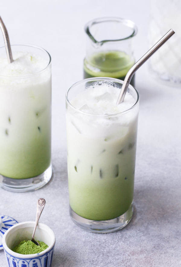 Sakura Matcha Latte over Ice