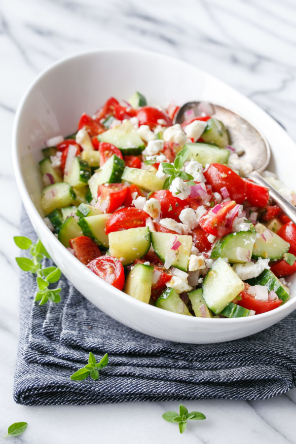 Cucumber Tomato Salad Recipe with Feta: A perfect recipe for a summer picnic!