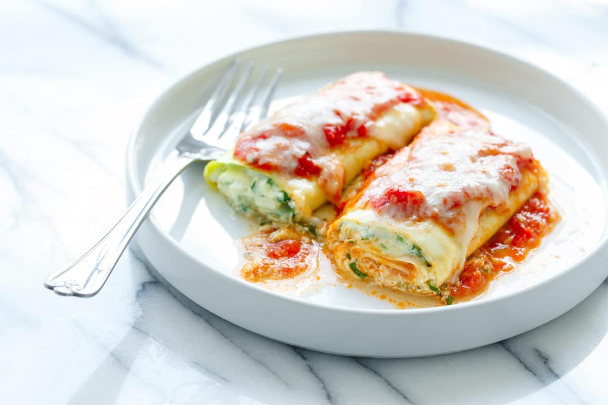 Zucchini Lasagna Rolls with Spinach & Ricotta Filling