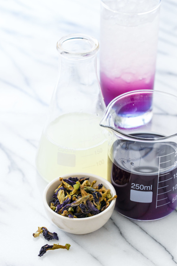 Sparkling Butterfly Pea Flower Tea Lemonade - Cooking with a Wallflower